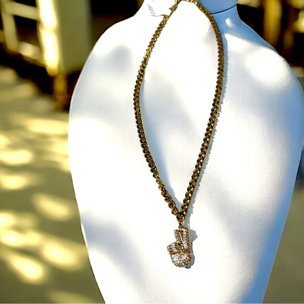Neon Peace ☮️ Sign Necklace
